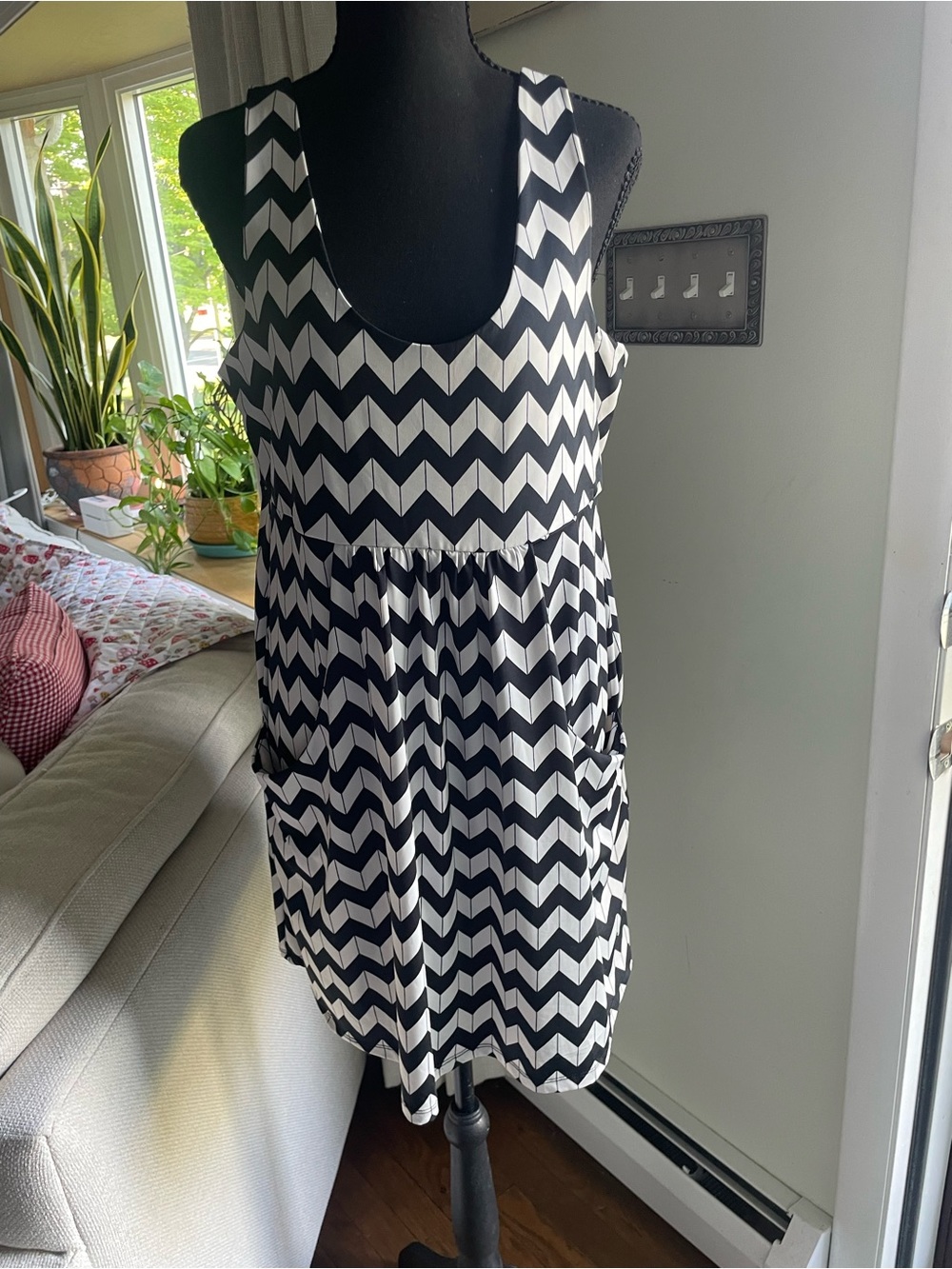 Black and White Chevron Sleeveless Dress